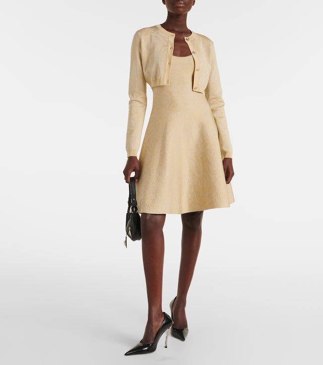 Versace Barocco cropped lamé cardigan