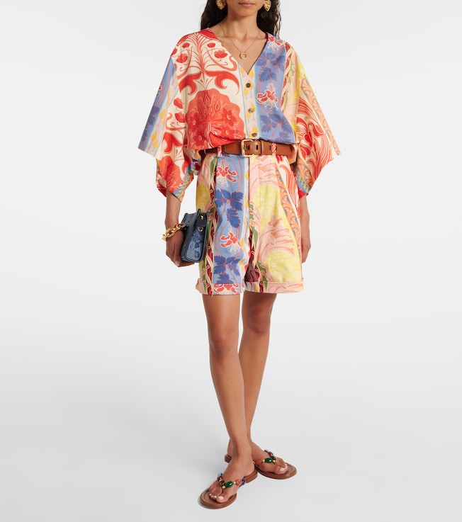 Etro Printed oversized cotton-blend shirt