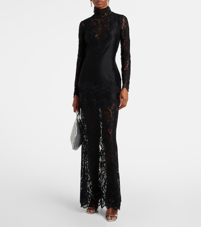 Rabanne Lace-trimmed maxi dress