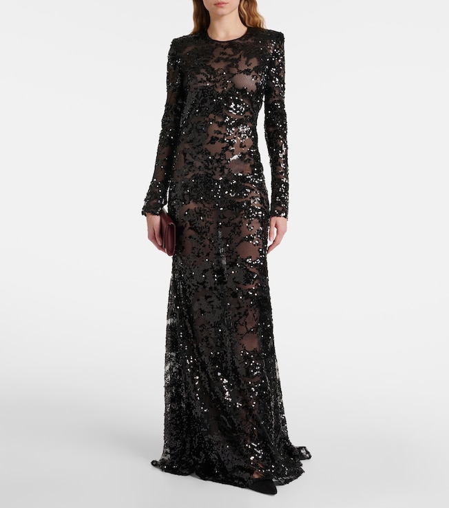 Victoria Beckham Sequined open-back lace gown