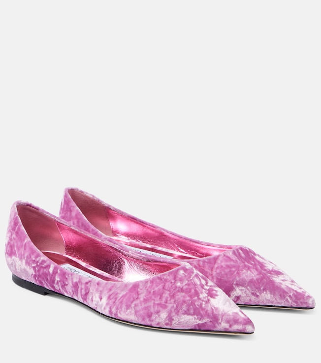 JIMMY CHOO Love velvet ballet flats
