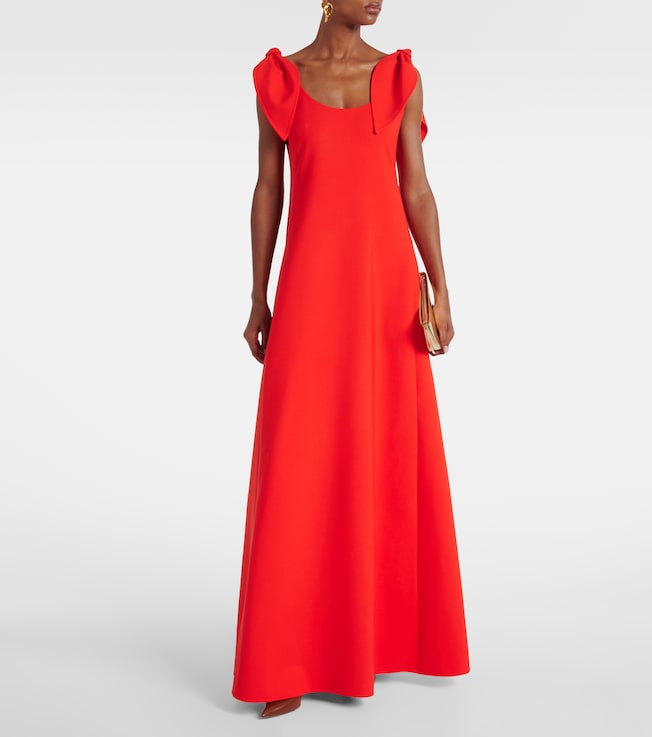 Oscar de la Renta Bow-detail wool-blend gown