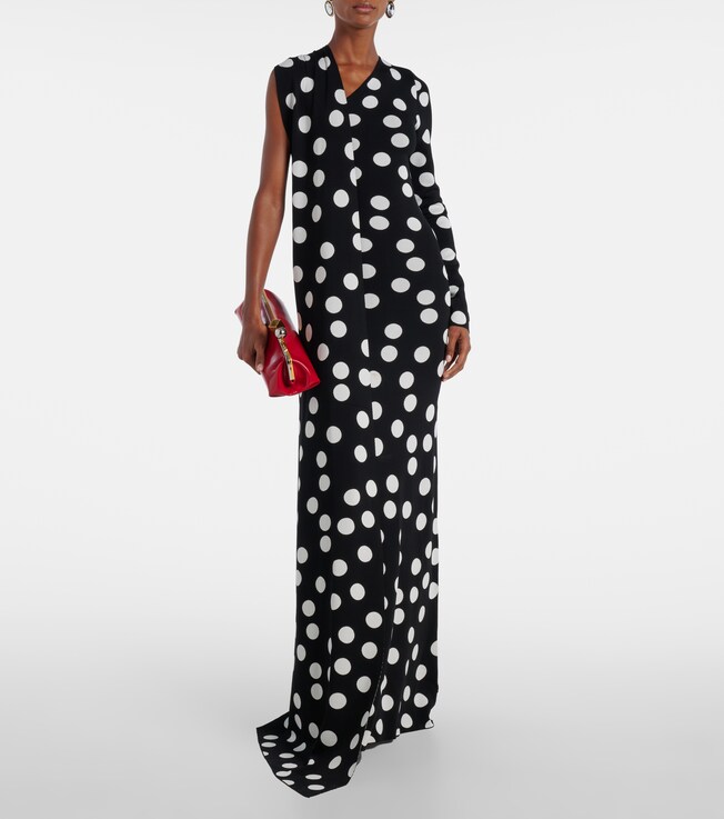 David Koma Polka-dot scarf-detail gown