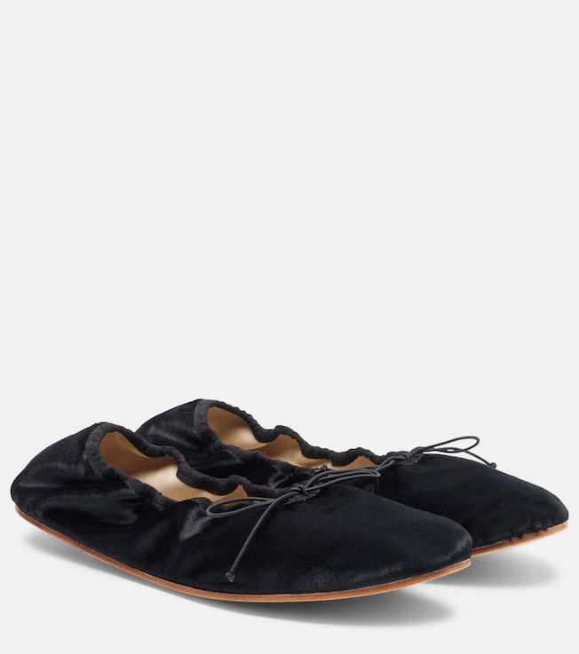 The Row Round velvet ballet flats