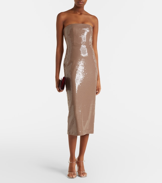 Alex Perry Sequined strapless midi dress