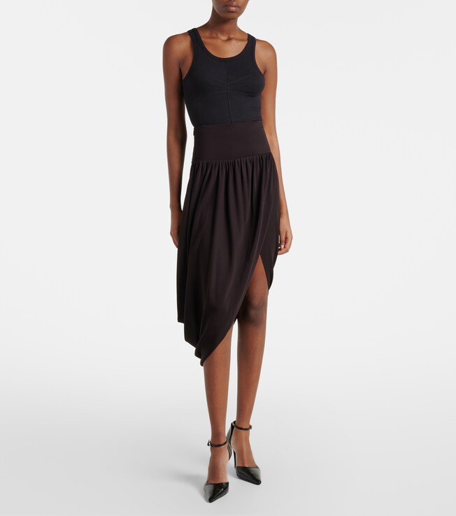 Alaïa Twisted asymmetric jersey midi skirt