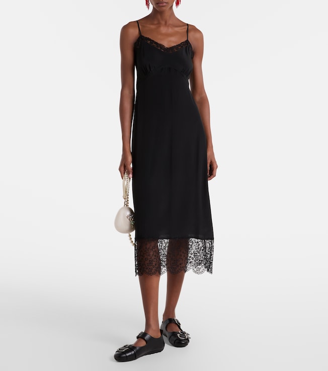 Simone Rocha Lace-trimmed satin slip dress