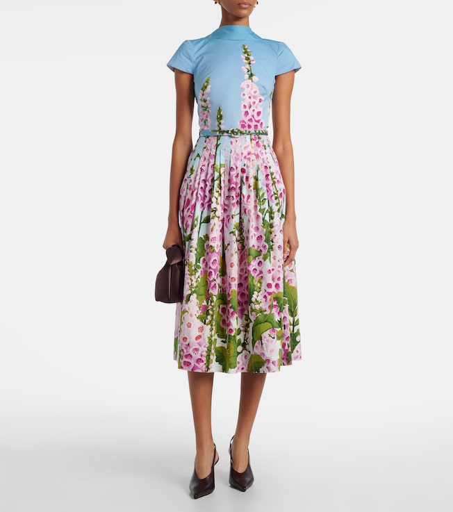 Oscar de la Renta Floral cotton-blend poplin midi dress