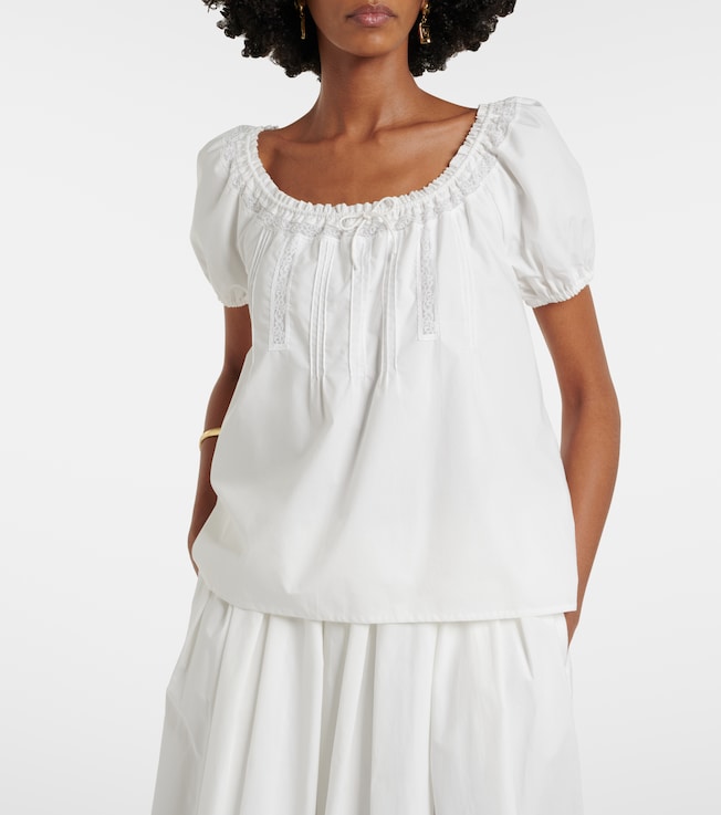 Faithfull Galle lace-trimmed cotton top