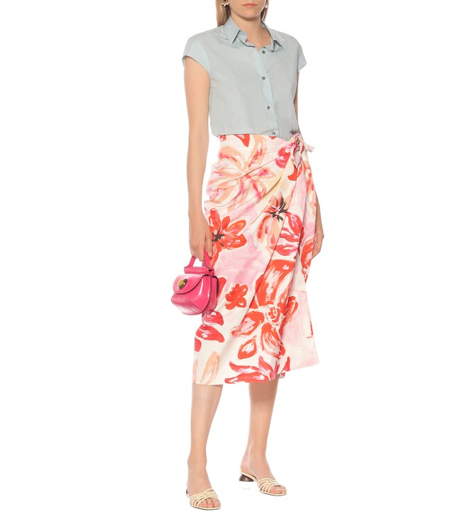 Marni Floral cotton-blend midi wrap skirt