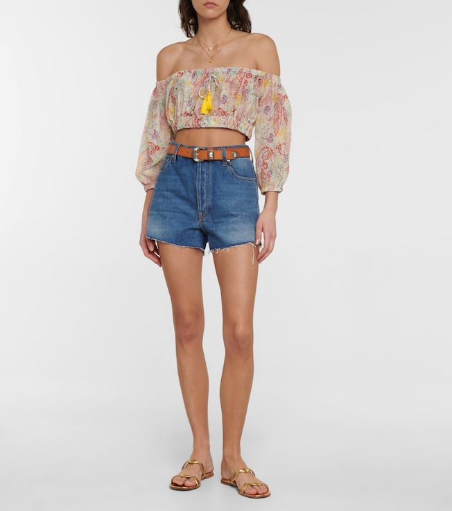 Etro Paisley cotton and silk crop top