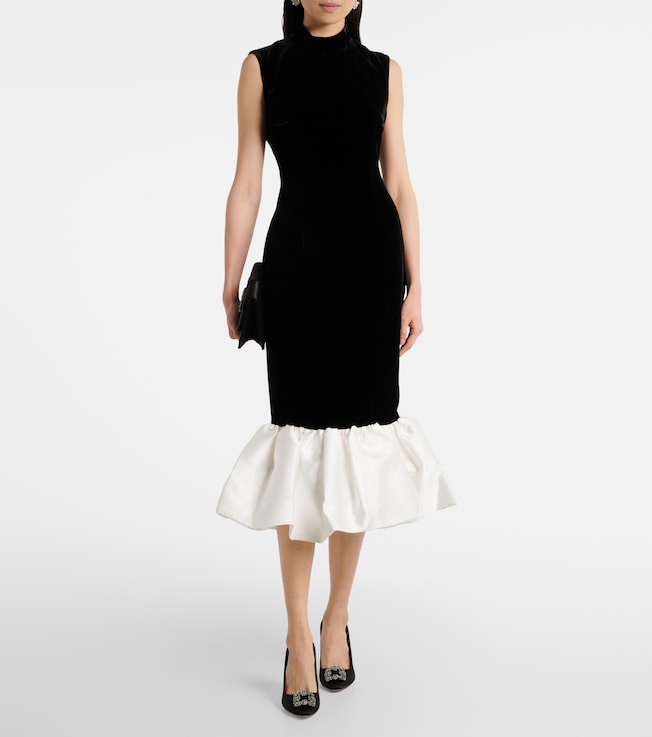 Rasario Velvet and satin midi dress