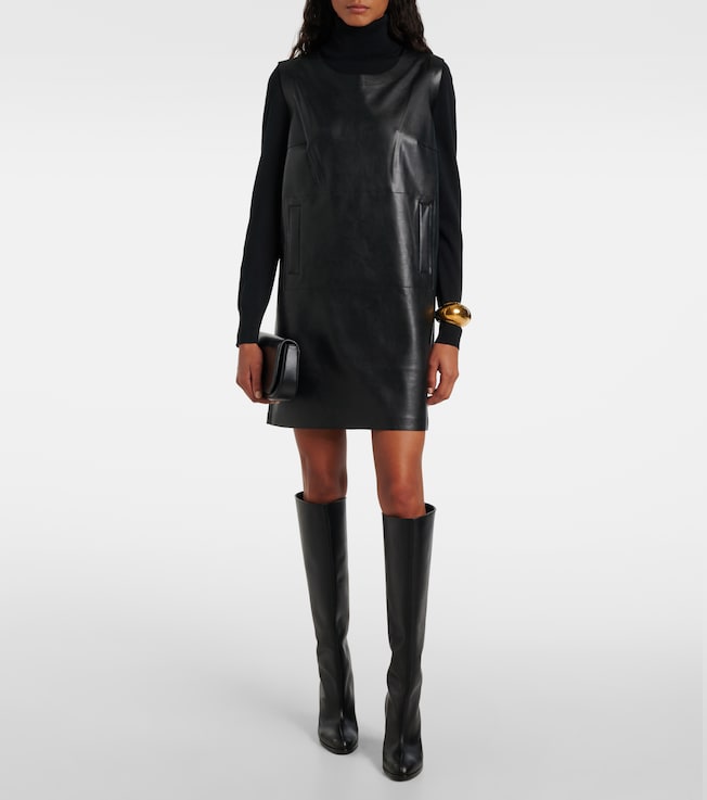 Norma Kamali Gathered faux leather minidress