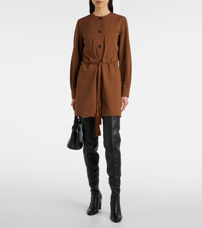 Max Mara Maine belted wool gabardine playsuit