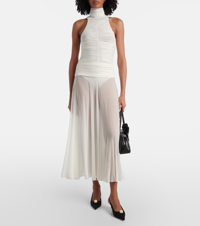 Magda Butrym Ruched sheer high-neck maxi dress 