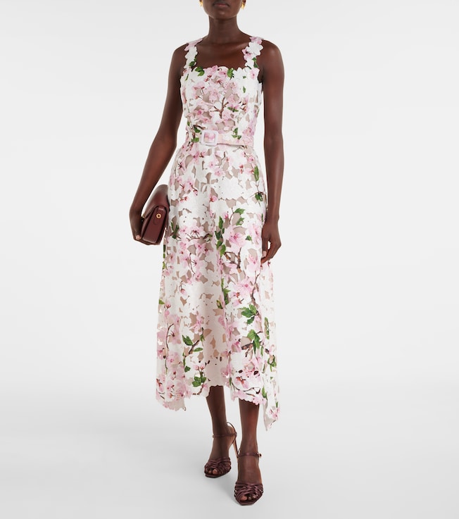 Oscar de la Renta Floral lace cocktail dress