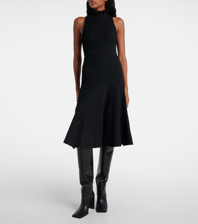 Alaïa Ribbed-knit turtleneck midi dress