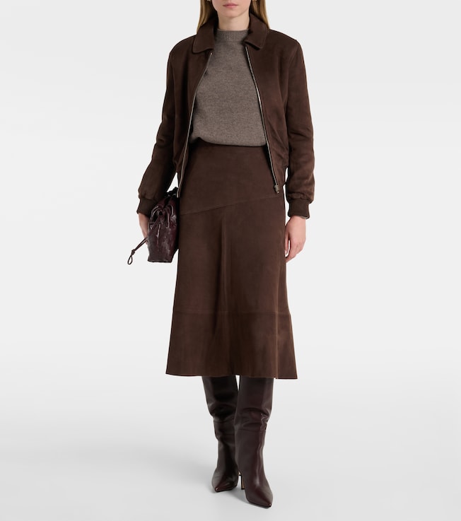 Yves Salomon Suede midi skirt