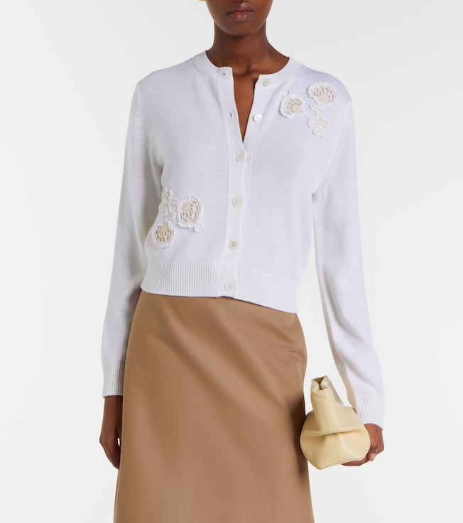 Erdem Floral-appliqué wool cardigan