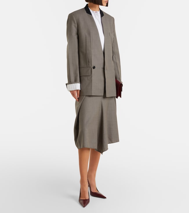 Victoria Beckham Asymmetric virgin wool midi skirt