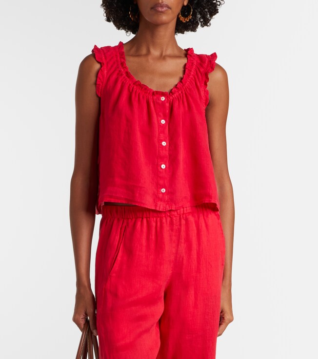 Velvet Tana ruffled linen top