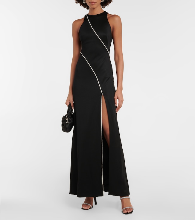 Galvan Crystal embellished jersey gown