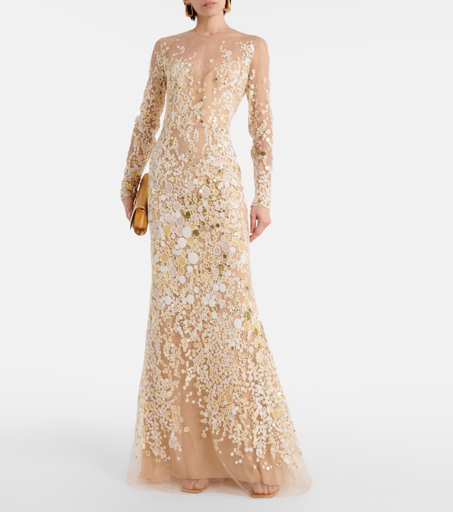 Elie Saab Atom sequined embroidered tulle gown