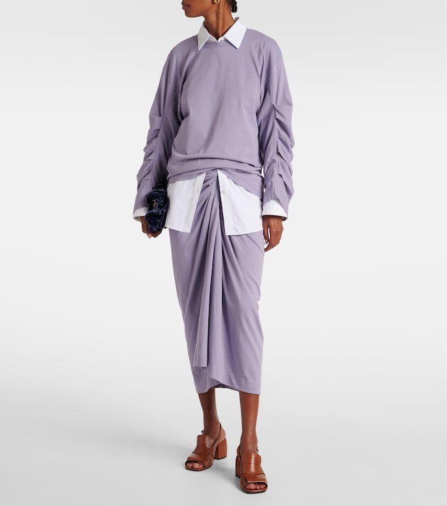 Dries Van Noten Ruched cotton jersey sweatshirt