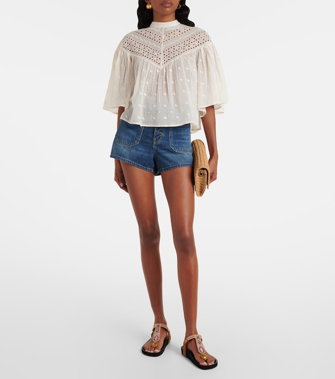 Nili Lotan Mikki embroidered cotton voile top