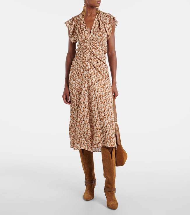Isabel Marant Lyndsay gathered jacquard midi dress