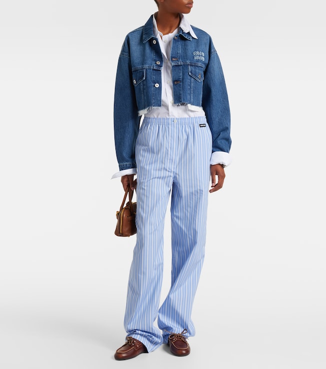 Miu Miu Cropped logo denim jacket