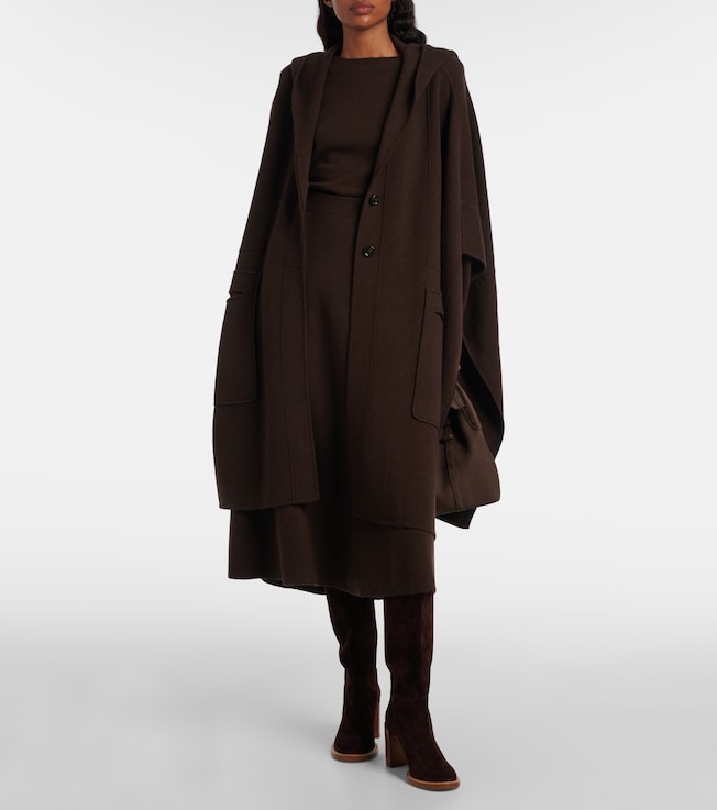 Jardin des Orangers Hooded wool and cashmere cape