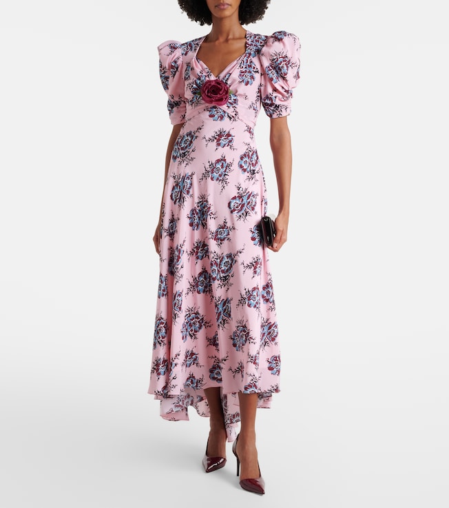 Rodarte Floral-appliqué silk gown