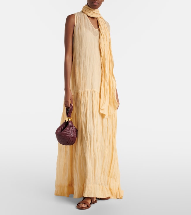 Plan C Scarf-detail cotton-blend maxi dress