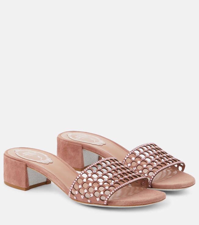 RENÉ CAOVILLA Embellished suede mules 