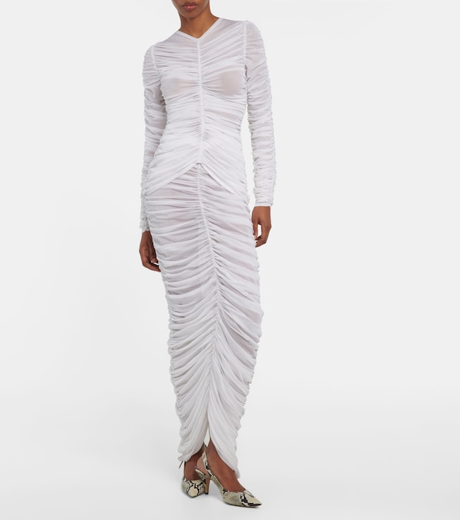 KHAITE Haven ruched silk-blend top