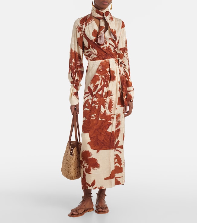 Johanna Ortiz Unmooring tie-neck printed maxi dress