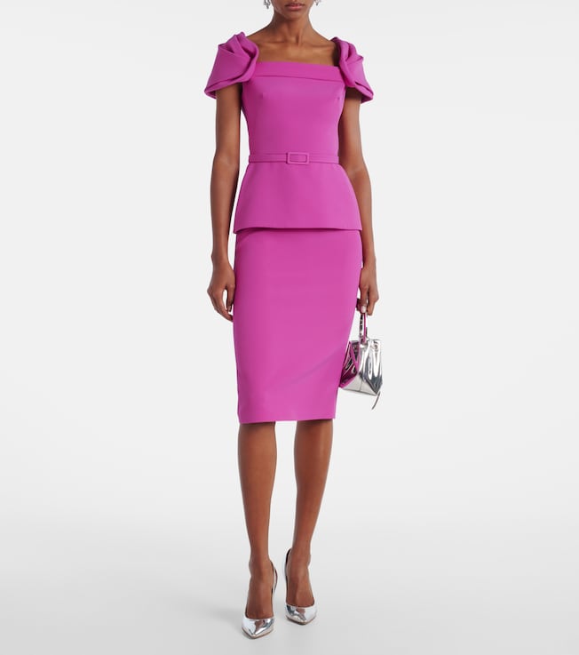 Safiyaa Belted peplum midi dress 