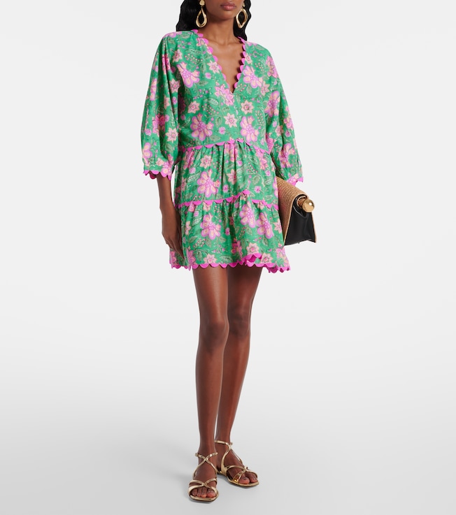 Juliet Dunn Floral printed cotton minidress