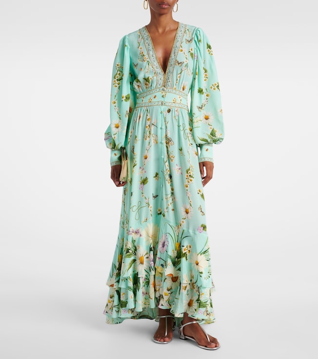 Camilla Floral silk crêpe maxi dress