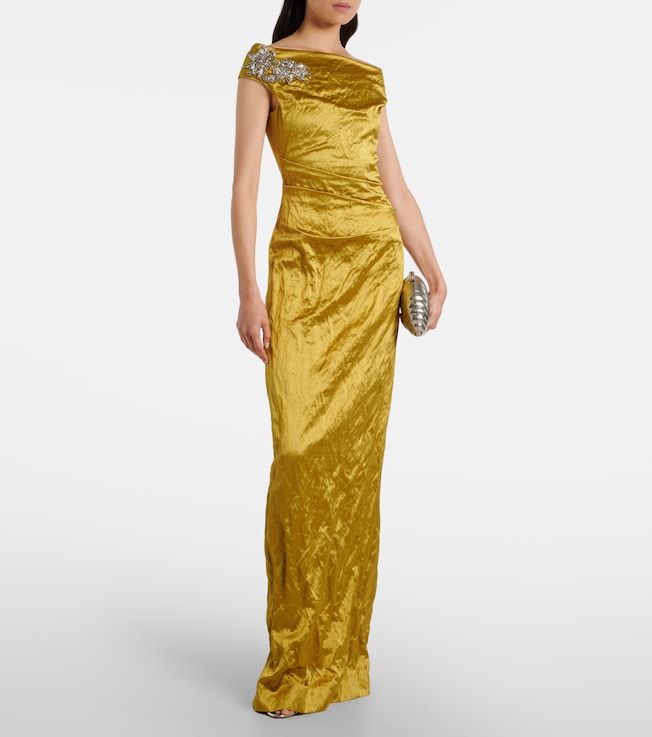 Erdem Embellished off-shoulder satin gown