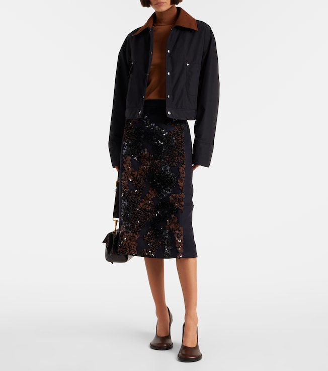 Plan C Sequined wool-blend midi skirt