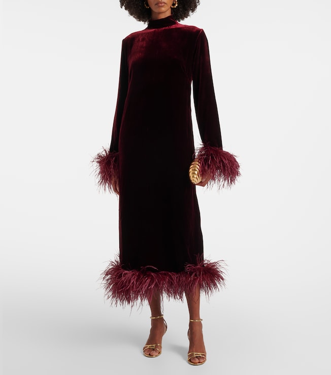 Taller Marmo Gina Venti feather-trimmed midi dress