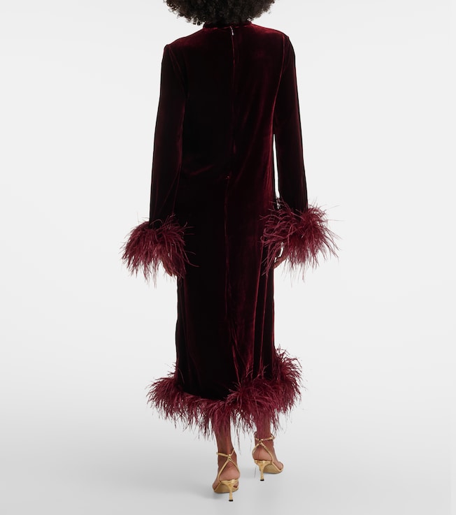 Taller Marmo Taller Marmo Gina Venti feather-trimmed midi dress