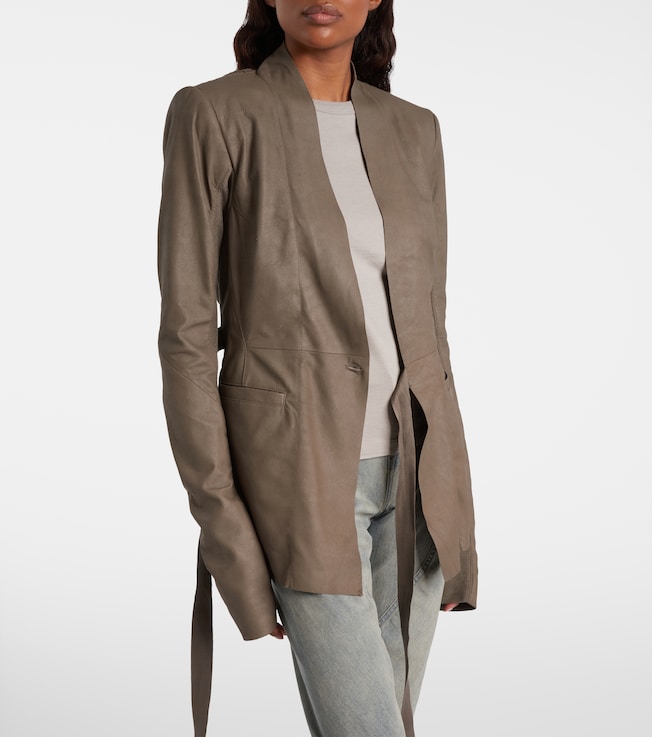 Rick Owens Hollywood virgin wool-trimmed leather blazer