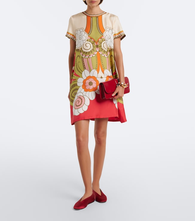 La DoubleJ Mini Swing printed silk minidress
