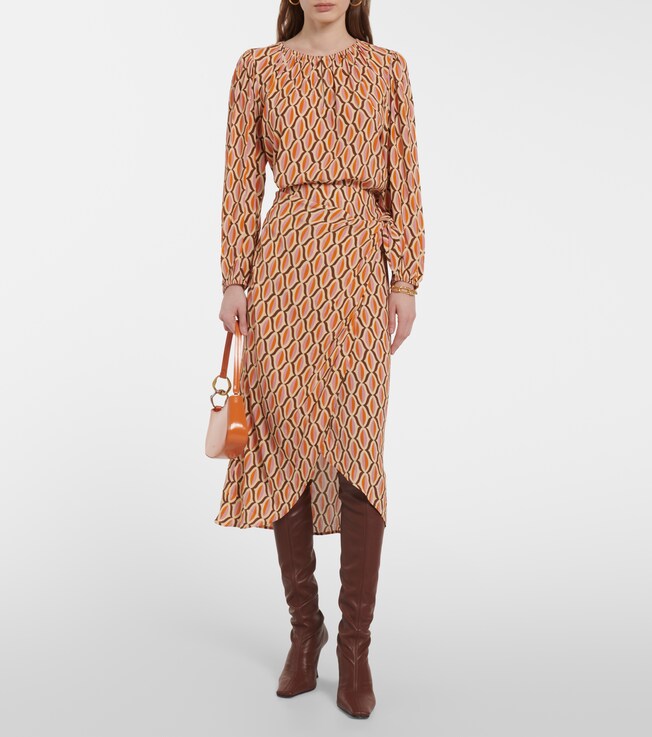 Velvet Alisha printed crêpe wrap skirt