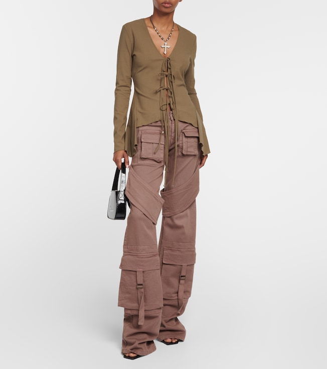 Blumarine Ruffled tie-front wool-blend blouse