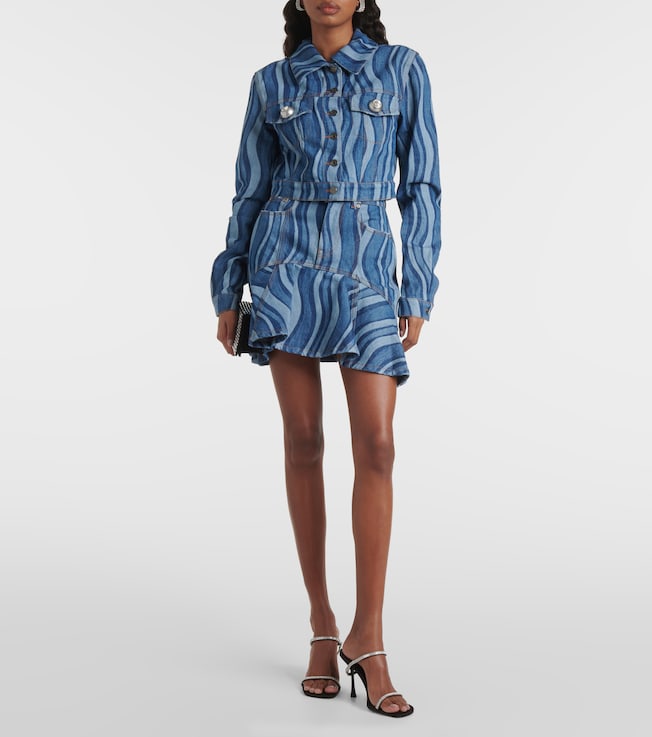 Area Sunray ruffled denim miniskirt