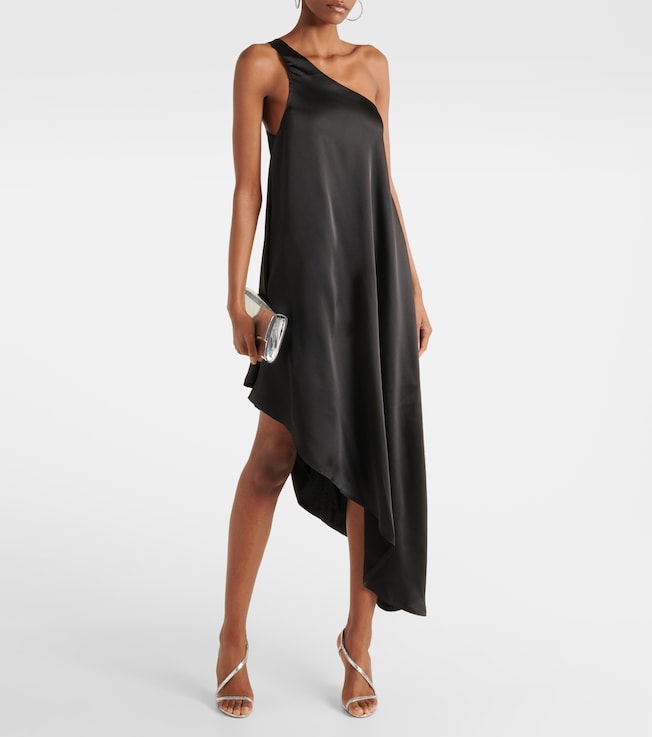 Norma Kamali Asymmetric one-shoulder satin midi dress
